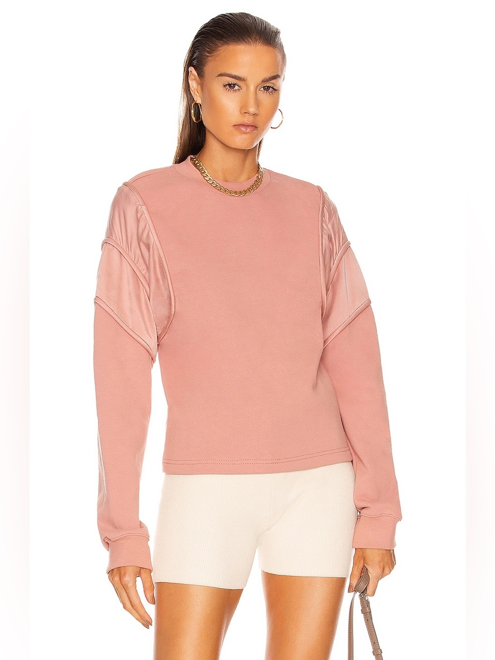 RtA Gael Sweatshirt Women M Dusty Coral Excellent Silk Sleeve Pullover WE21-A213